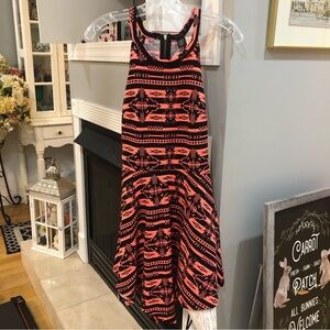 NEW RUE21 Boho Aztec Neon Coral Pink Sleeveless Sun Dress